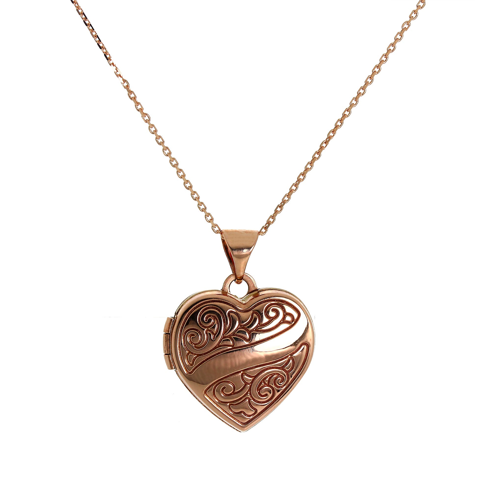 Medaillon aus 9 Karat Roségold mit Gravur und Kette