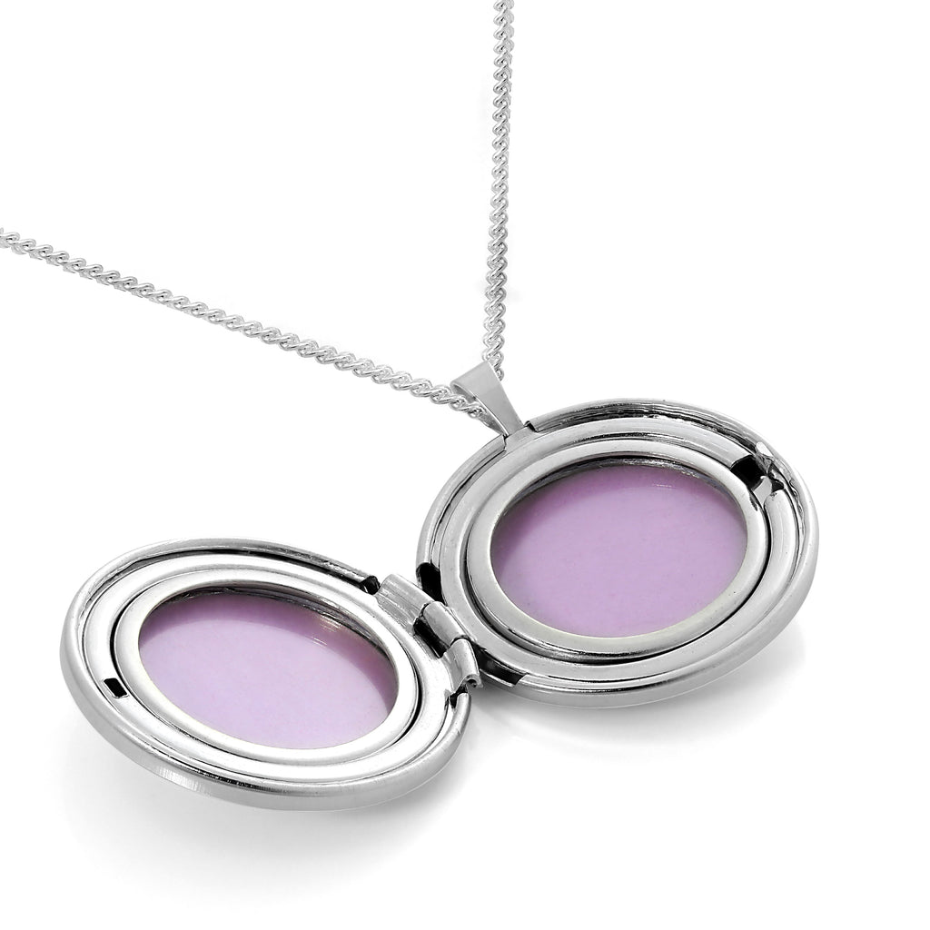 Runder Medaillonanhänger aus Sterlingsilber mit Kette