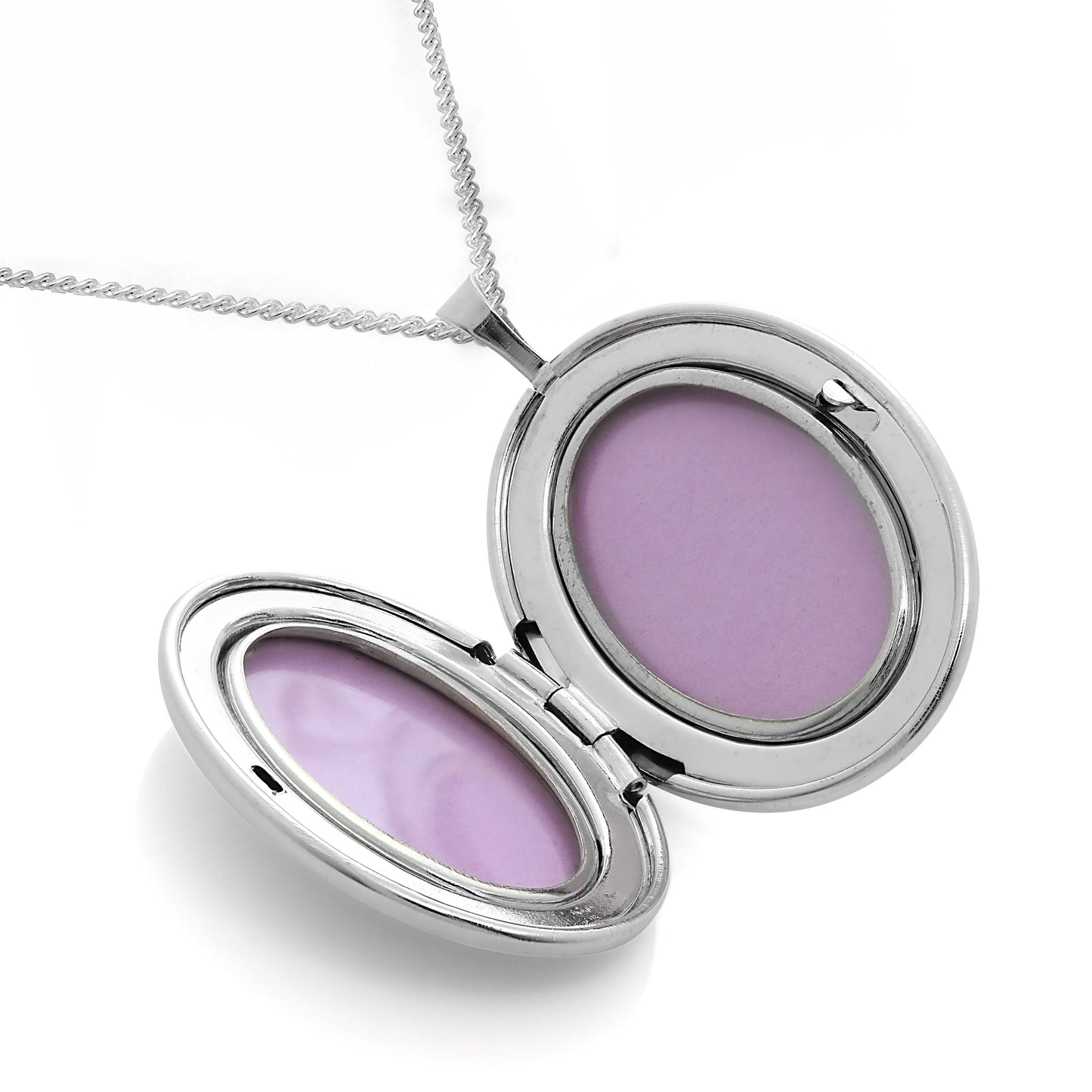 Ovales Medaillon mit graviertem Baum des Lebens aus Sterlingsilber mit Kette