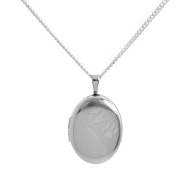 Ovales Medaillon aus Sterlingsilber mit Tierpfotenabdruck an einer Kette