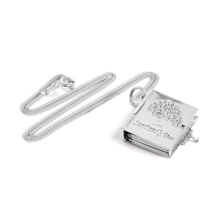 Familienstammbaum aus Sterlingsilber mit 6 Fotomedailons an einer Kette