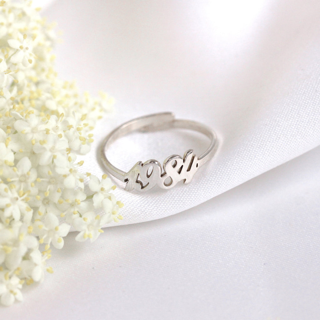 Personalisierter Sterlingsilber Jahresring (einstellbar)