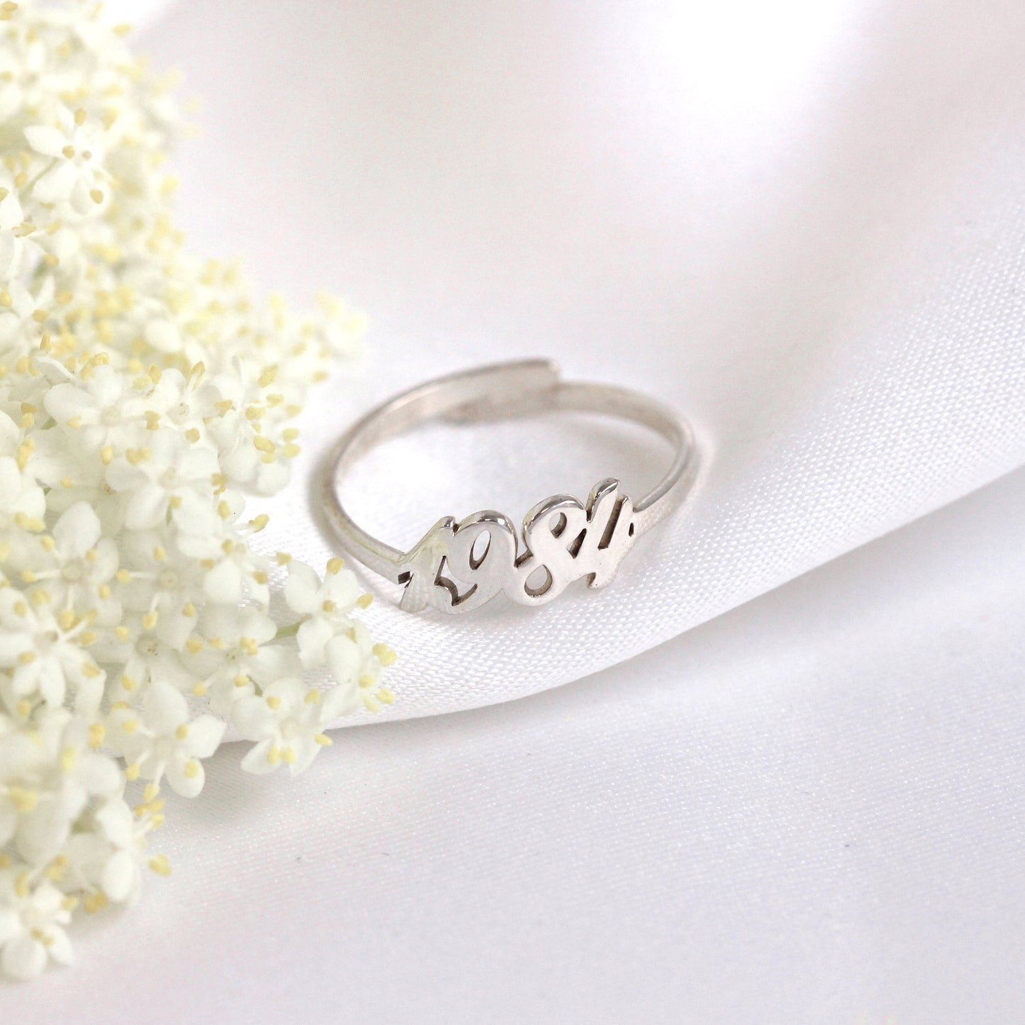 Personalisierter Sterling Silber Jahresring (einstellbar)