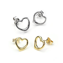 9 Karat Mischgold Offen Herz Ohrstecker Satz