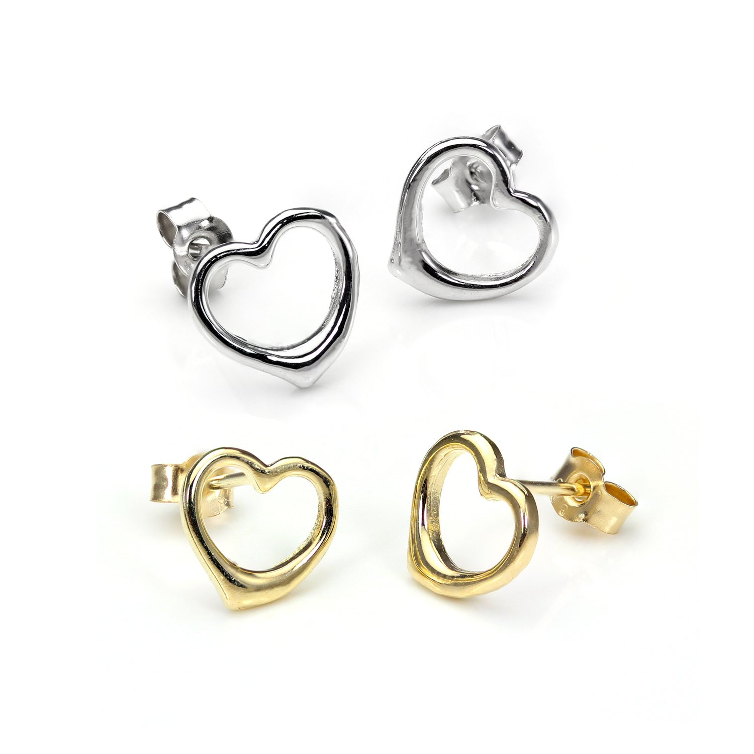 9 Karat Mischgold Offen Herz Ohrstecker Satz