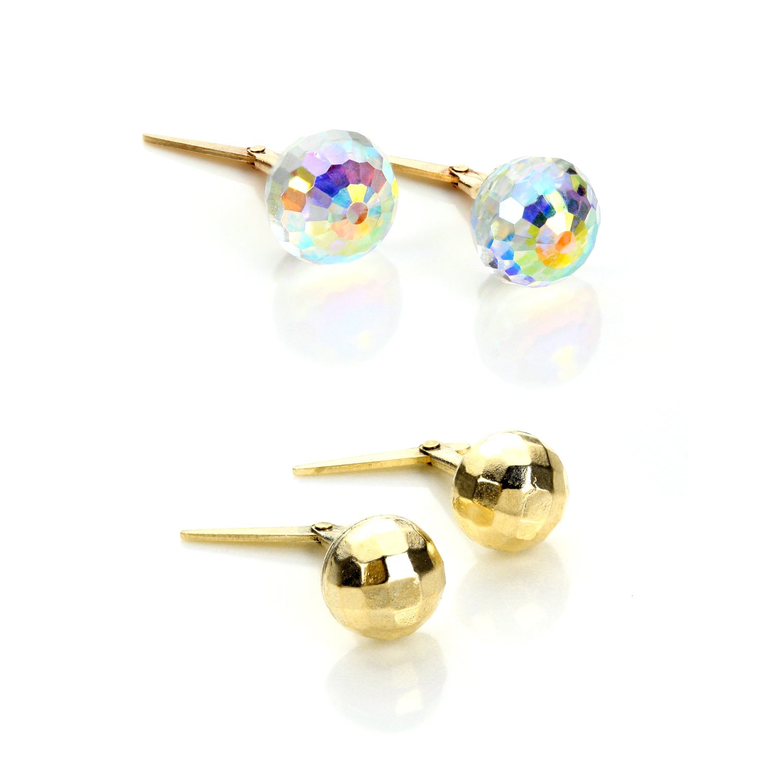 9 Karat Gold & Kristall Andralok Discokugel Ohrstecker Satz