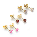 9 Karat Gold 3 mm Kristall Ohrstecker Satz