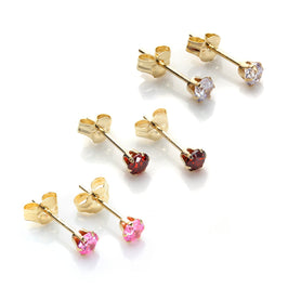 9 Karat Gold 3 mm Kristall Ohrstecker Satz