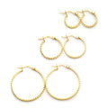 9 Karat Gold Gemustert Diamantschliff Creolen Ohrringe Satz