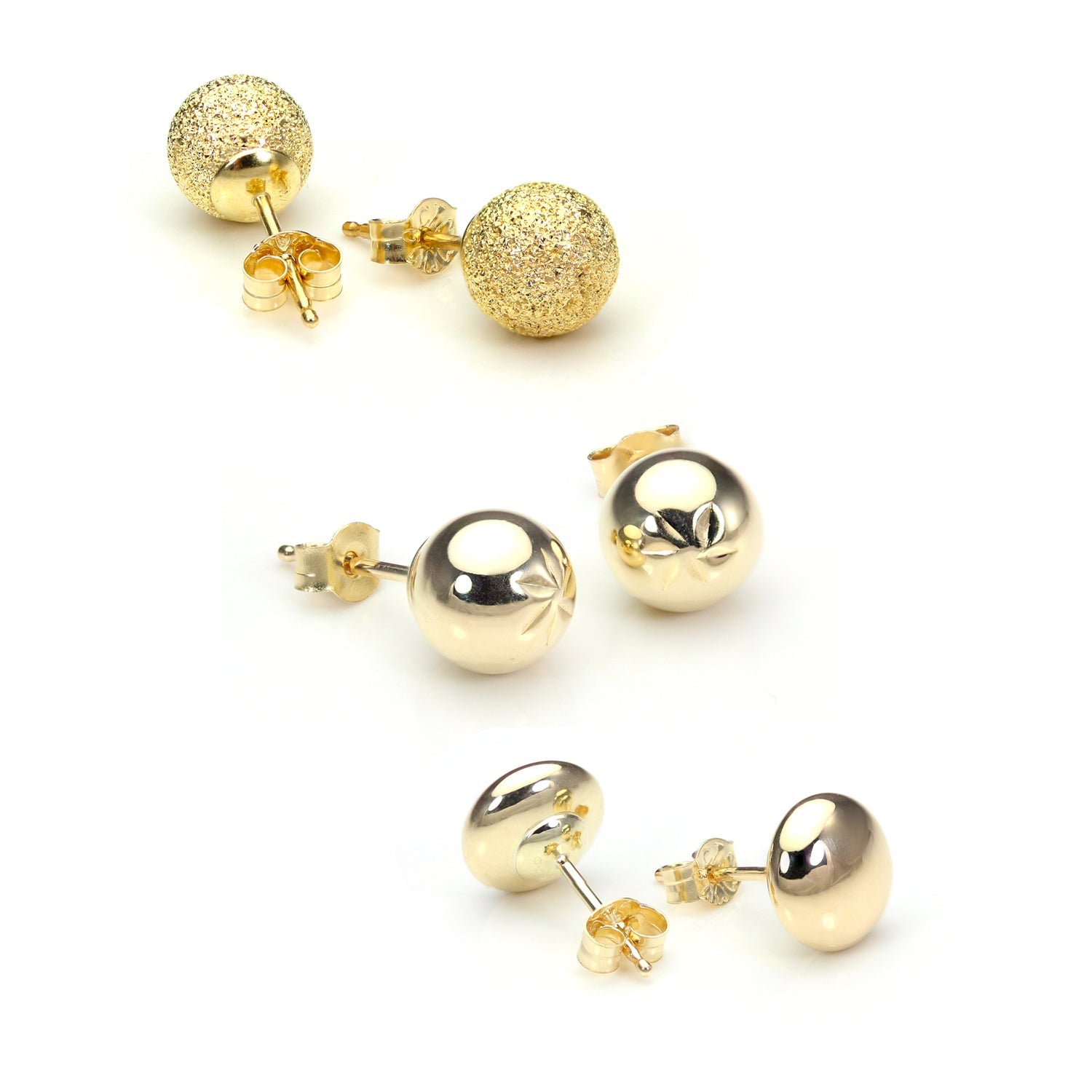9 Karat Gold Luxus Kugel 6 mm Ohrstecker Satz