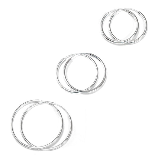 Leicht Sterlingsilber Alltag Creolen Ohrringe Satz