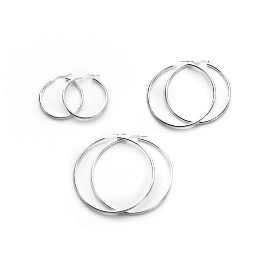 Mittel Sterlingsilber Alltag Creolen Ohrringe Satz