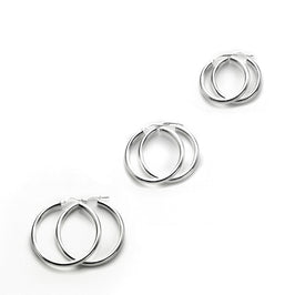 Schwer Sterlingsilber Alltag Creolen Ohrringe Satz