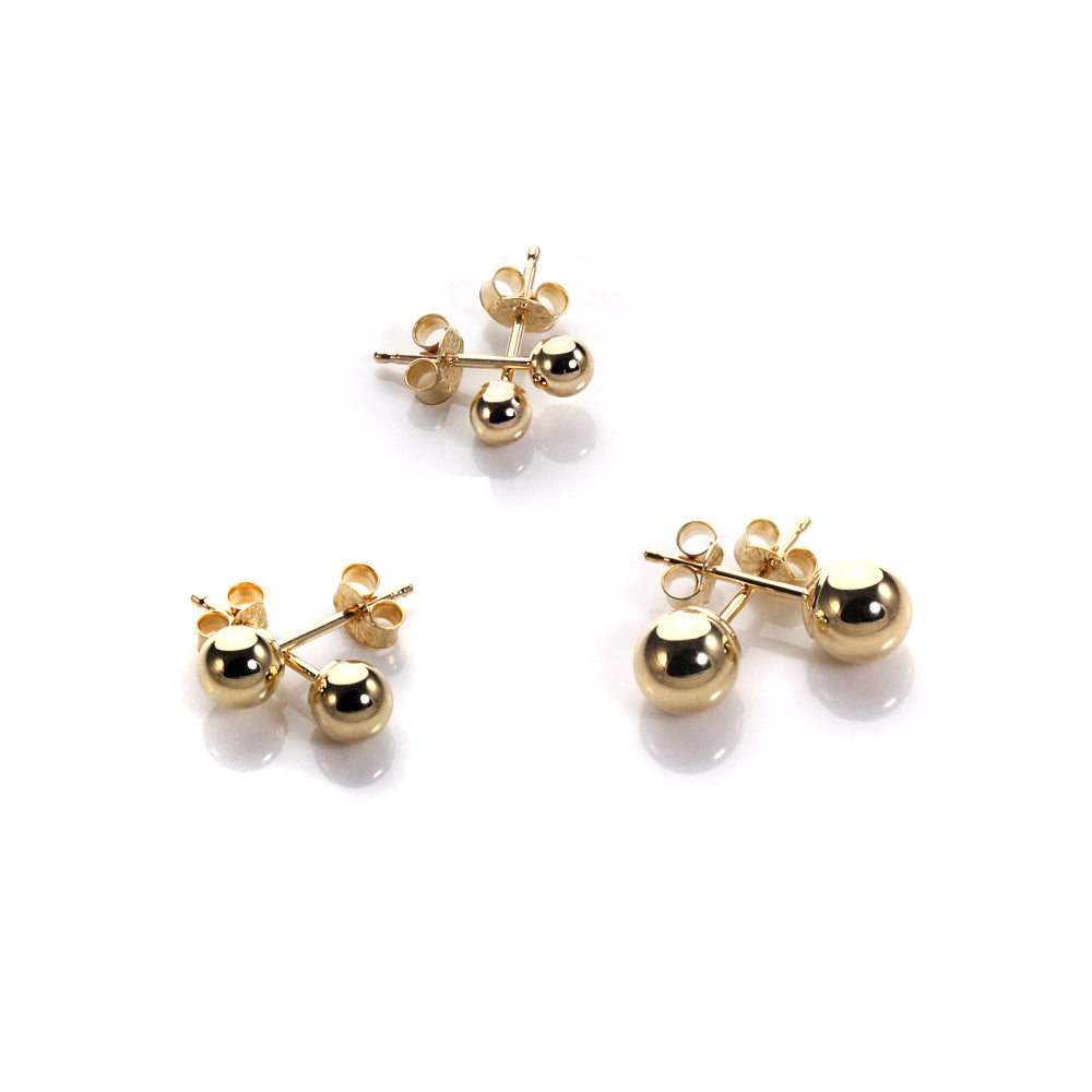 Klassisch 9 Karat Gelbgold Kugel Ohrstecker Satz