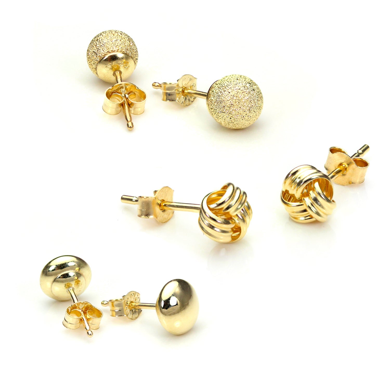 9 Karat Gold Klassisch Luxus 5 mm Ohrstecker Satz
