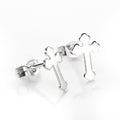 Sterlingsilber Klein Ausgeschlagen Kreuz Ohrstecker
