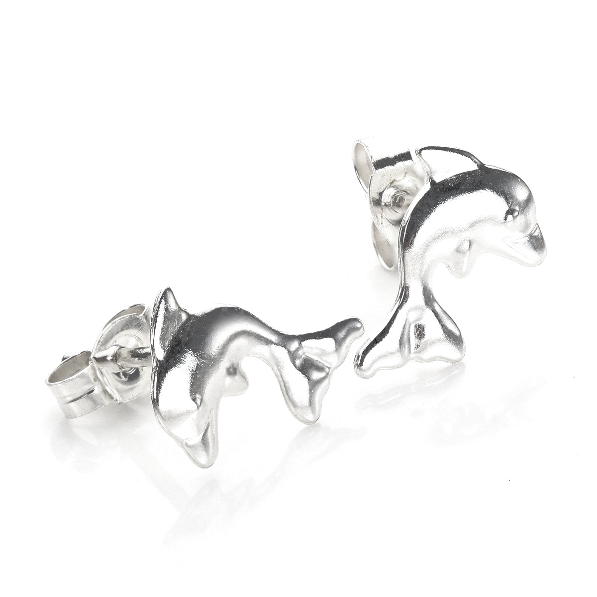 Sterlingsilber Groß Delfin Ohrstecker
