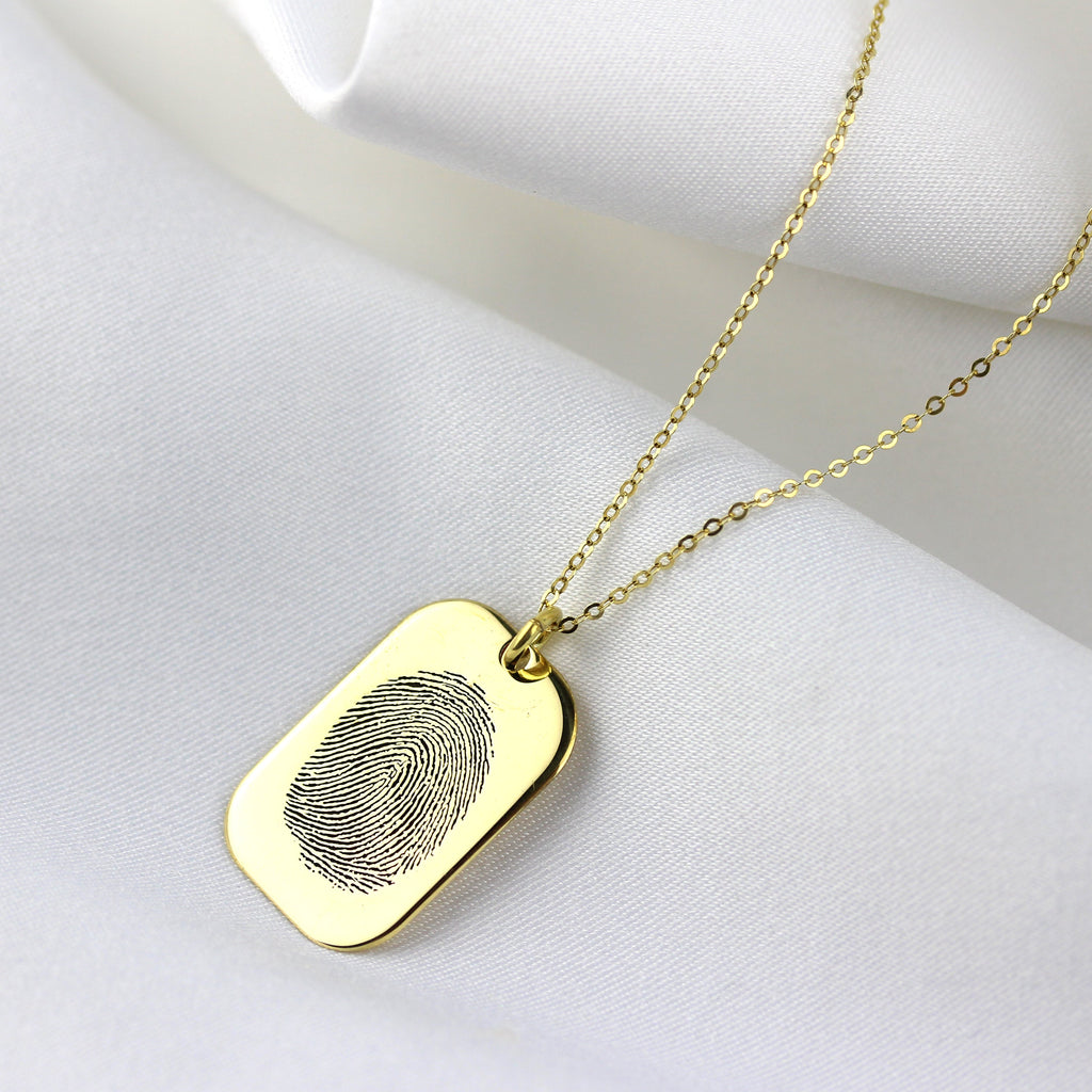 Personalisierte 9-karätige Gold-Hundemarke mit Fingerabdruck