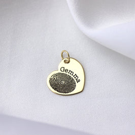 Personalisierter 9-karätiger Gold-Anhänger mit Fingerabdruck und Herz