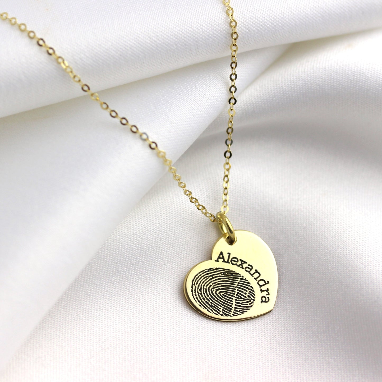 Personalised 9ct Gold Fingerprint Heart Name Charm