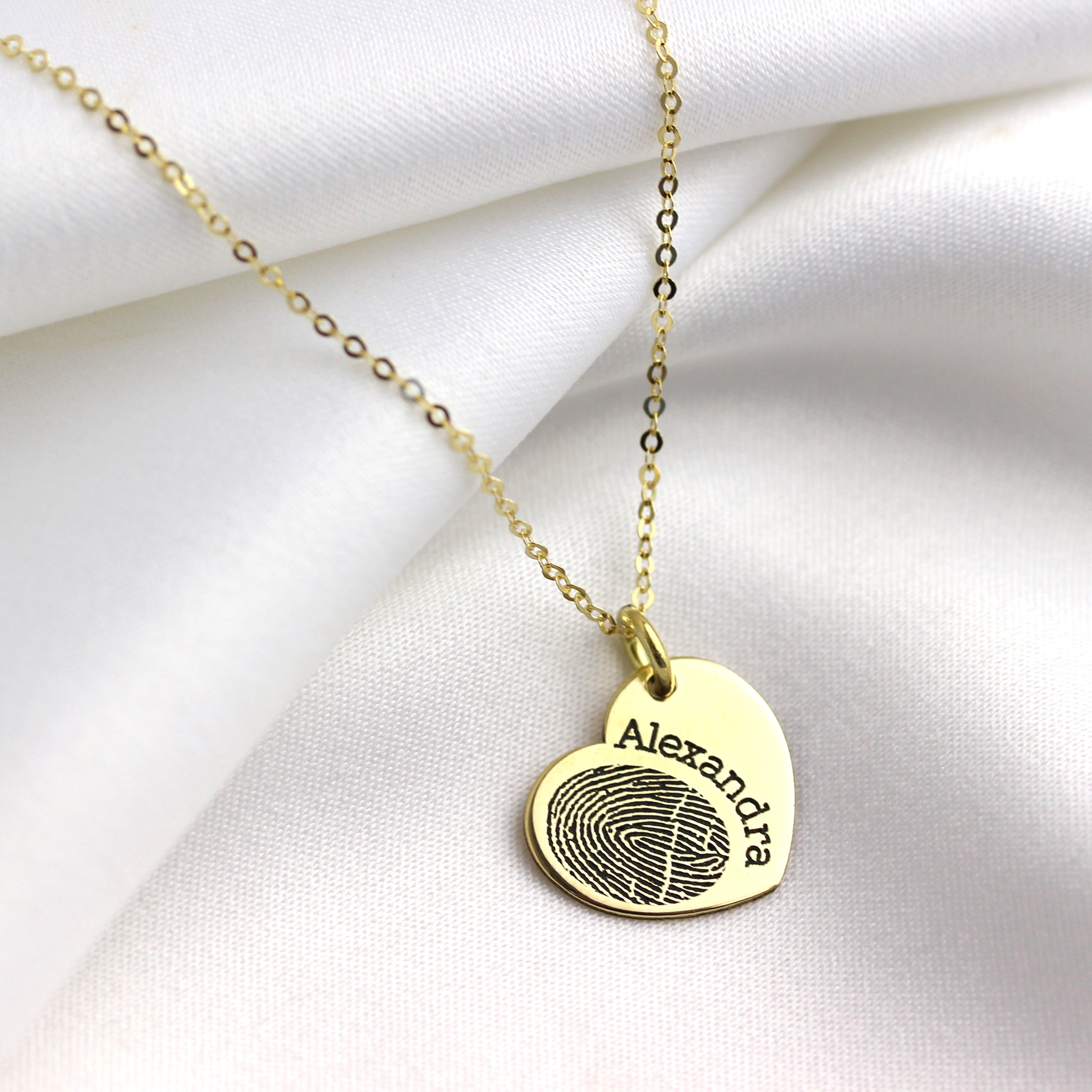 Personalisierter 9-karätiger Gold-Anhänger mit Fingerabdruck und Herz