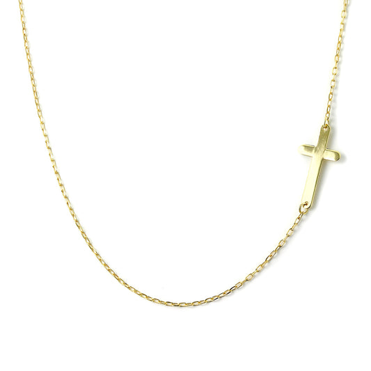 Fein 9 Karat Gold Spurenkette Halskette mit Kreuz 40,5cm