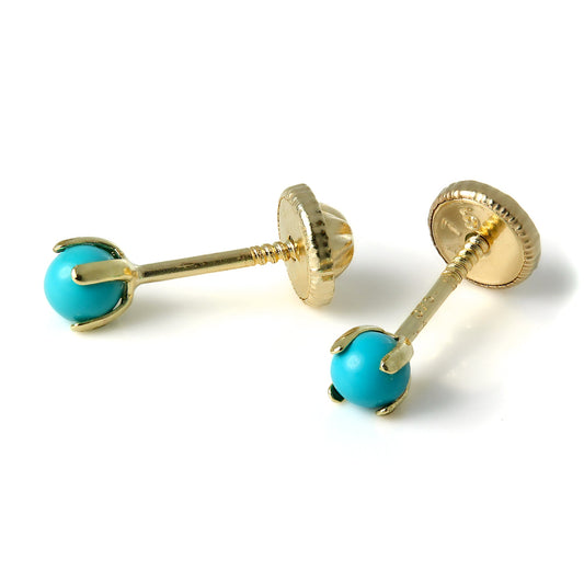 9 Karat Gold & Türkis Schraubverschluss Ohrstecker
