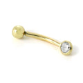 Augenbrauenpiercing (Labret) aus 9 Karat Gold mit klarem Zirkonia in Zargenfassung, 3 mm