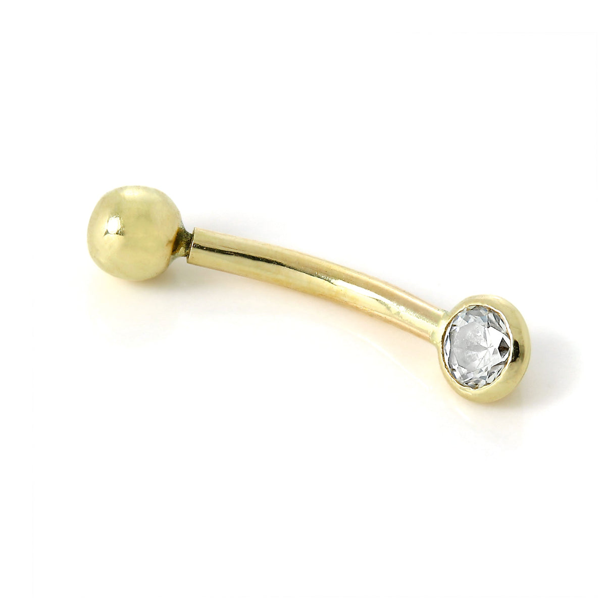 Augenbrauenpiercing (Labret) aus 9 Karat Gold mit klarem Zirkonia in Zargenfassung, 3 mm