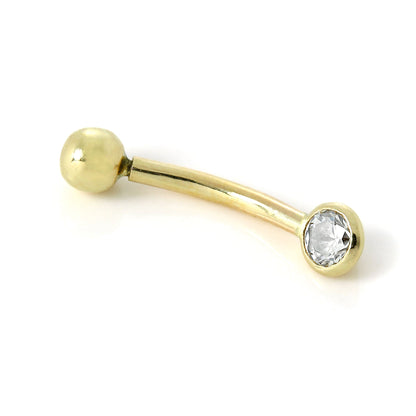 9 Karat Gold 3mm Überschliff Klar CZ Kristall Augenbrauen Pflock
