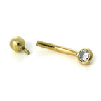 Augenbrauenpiercing (Labret) aus 9 Karat Gold mit klarem Zirkonia in Zargenfassung, 3 mm