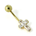 Bauchnabelpiercing aus 9 Karat Gold mit Kreuz aus klarem Zirkonia
