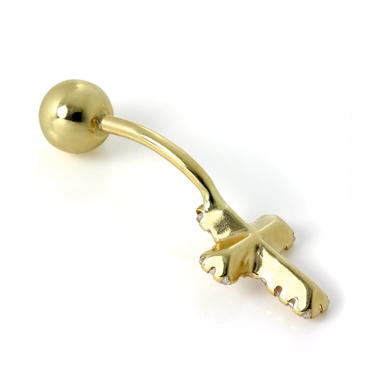 Bauchnabelpiercing aus 9 Karat Gold mit Kreuz aus klarem Zirkonia