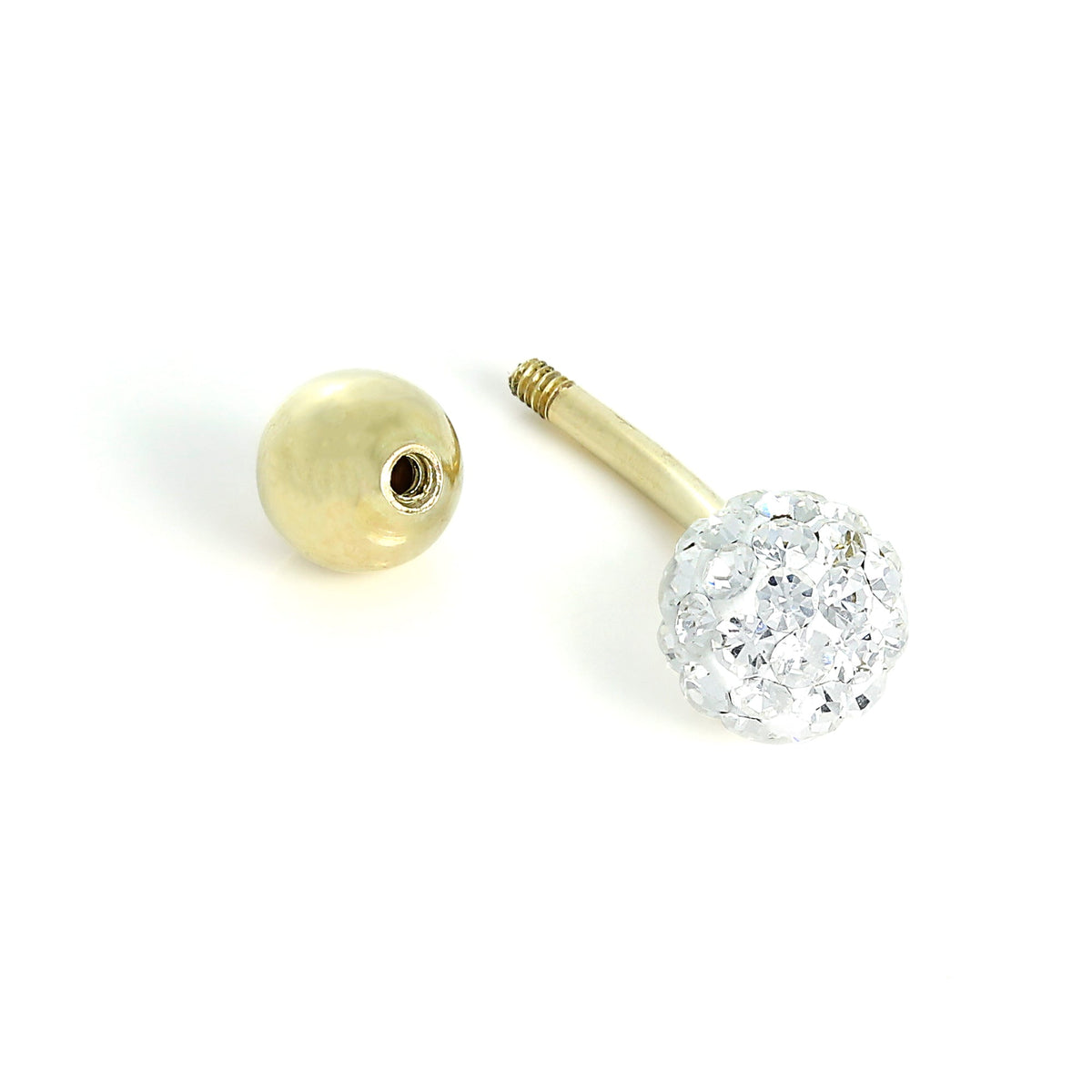 Bauchnabelpiercing aus 9 Karat Gold mit Kugel und klarem Zirkonia