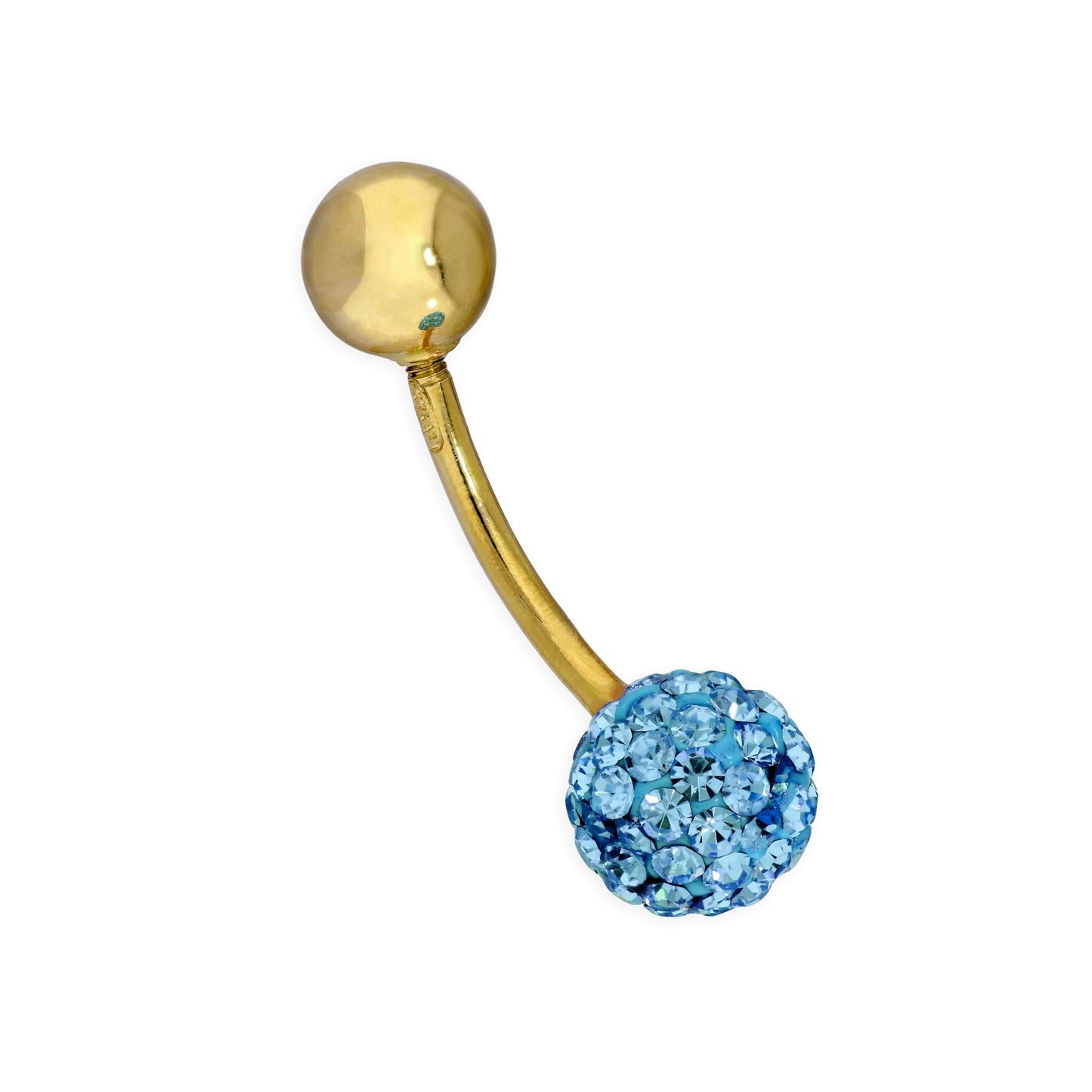 9 Karat Gold & Blau CZ Kristall Bauchnabelstange