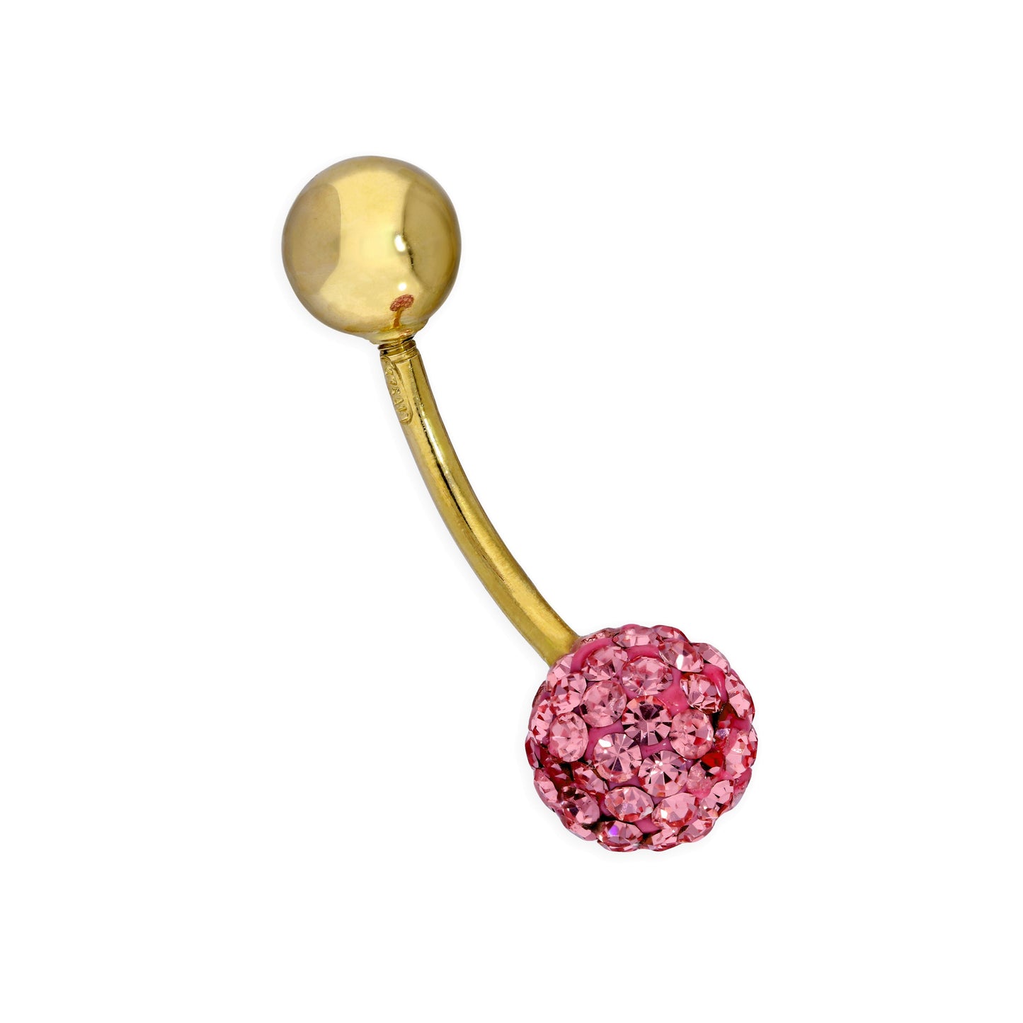 9 Karat Gold & Rosa CZ Kristall Bauchnabelstange