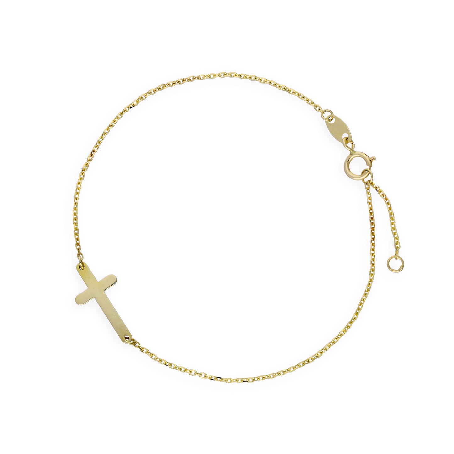 Armband mit Kreuz aus 9 Karat Gold – 5,5 Zoll, 6,5 Zoll, 7 Zoll