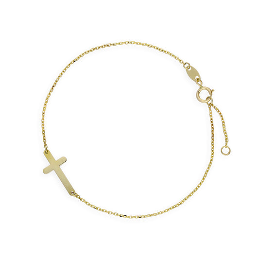 Armband mit Kreuz aus 9 Karat Gold – 5,5 Zoll, 6,5 Zoll, 7 Zoll