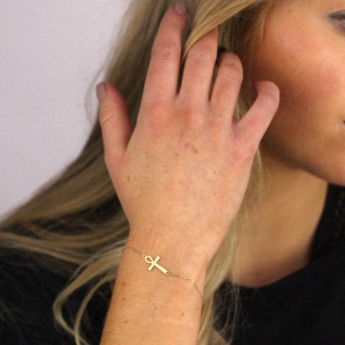 9 Karat Gold Anch Kreuz Armband 16,5 cm mit 2,5 cm Verlängerung