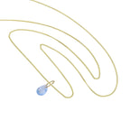 Halskette mit tropfenförmigem Anhänger aus 9 Karat Gold und blauem Emaille, 40–50 cm