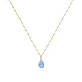 Halskette mit tropfenförmigem Anhänger aus 9 Karat Gold und blauem Emaille, 40–50 cm