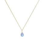 Halskette mit tropfenförmigem Anhänger aus 9 Karat Gold und blauem Emaille, 40–50 cm