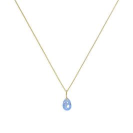 Halskette mit tropfenförmigem Anhänger aus 9 Karat Gold und blauem Emaille, 40–50 cm
