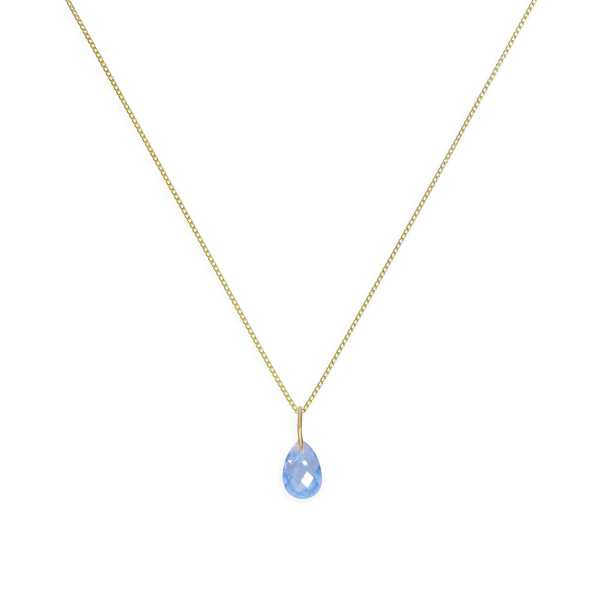 Halskette mit tropfenförmigem Anhänger aus 9 Karat Gold und blauem Emaille, 40–50 cm