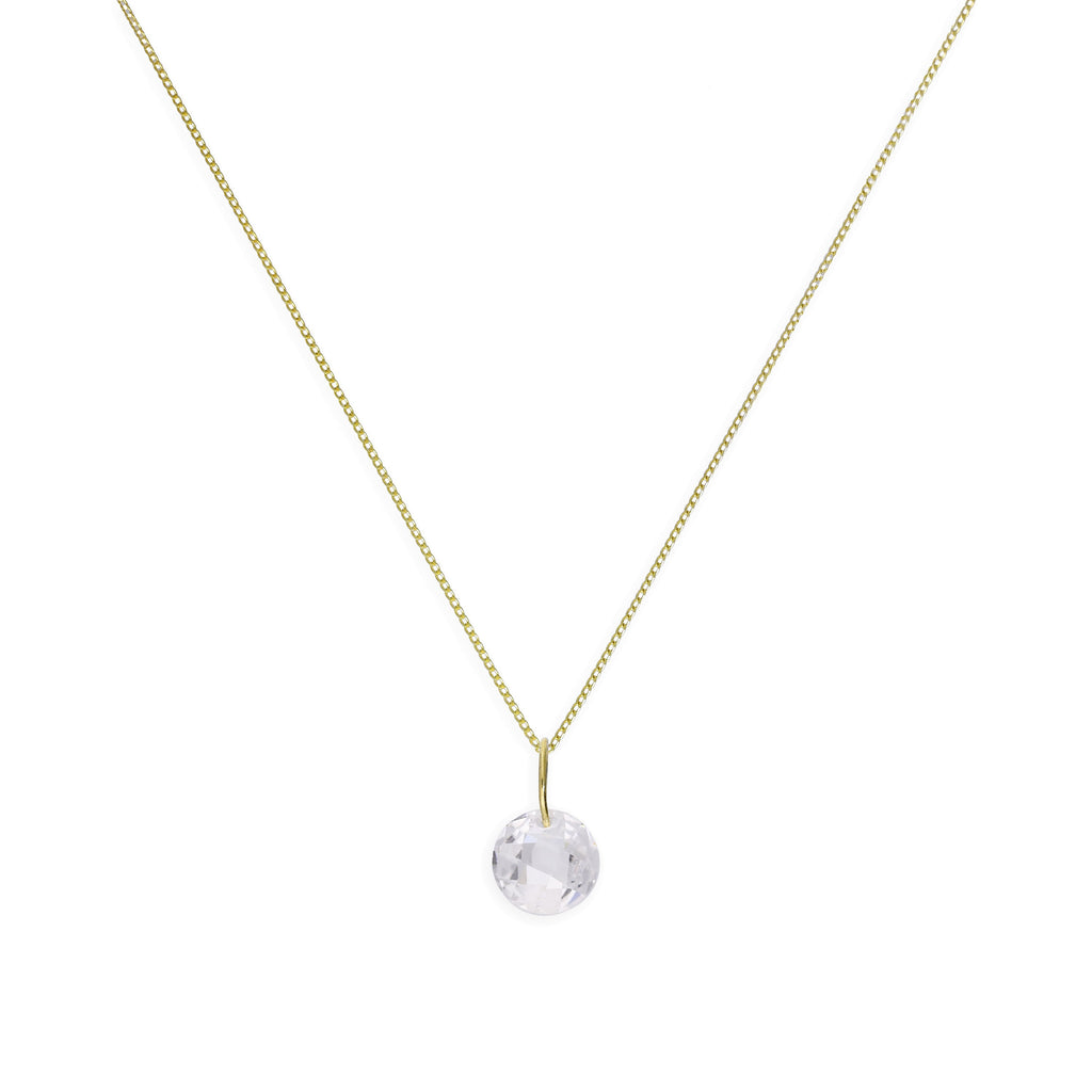 9 Karat Gold & Klar CZ Kristall Anhänger Halskette 40,5 - 51 cm