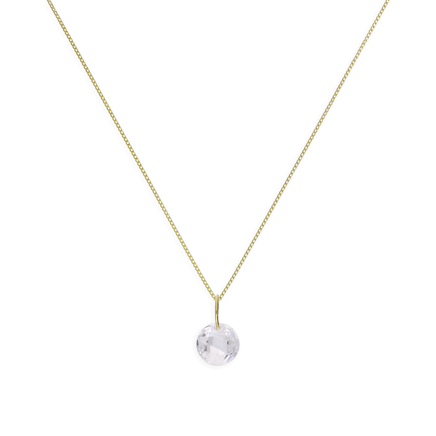 9 Karat Gold & Klar CZ Kristall Anhänger Halskette 40,5 - 51cm