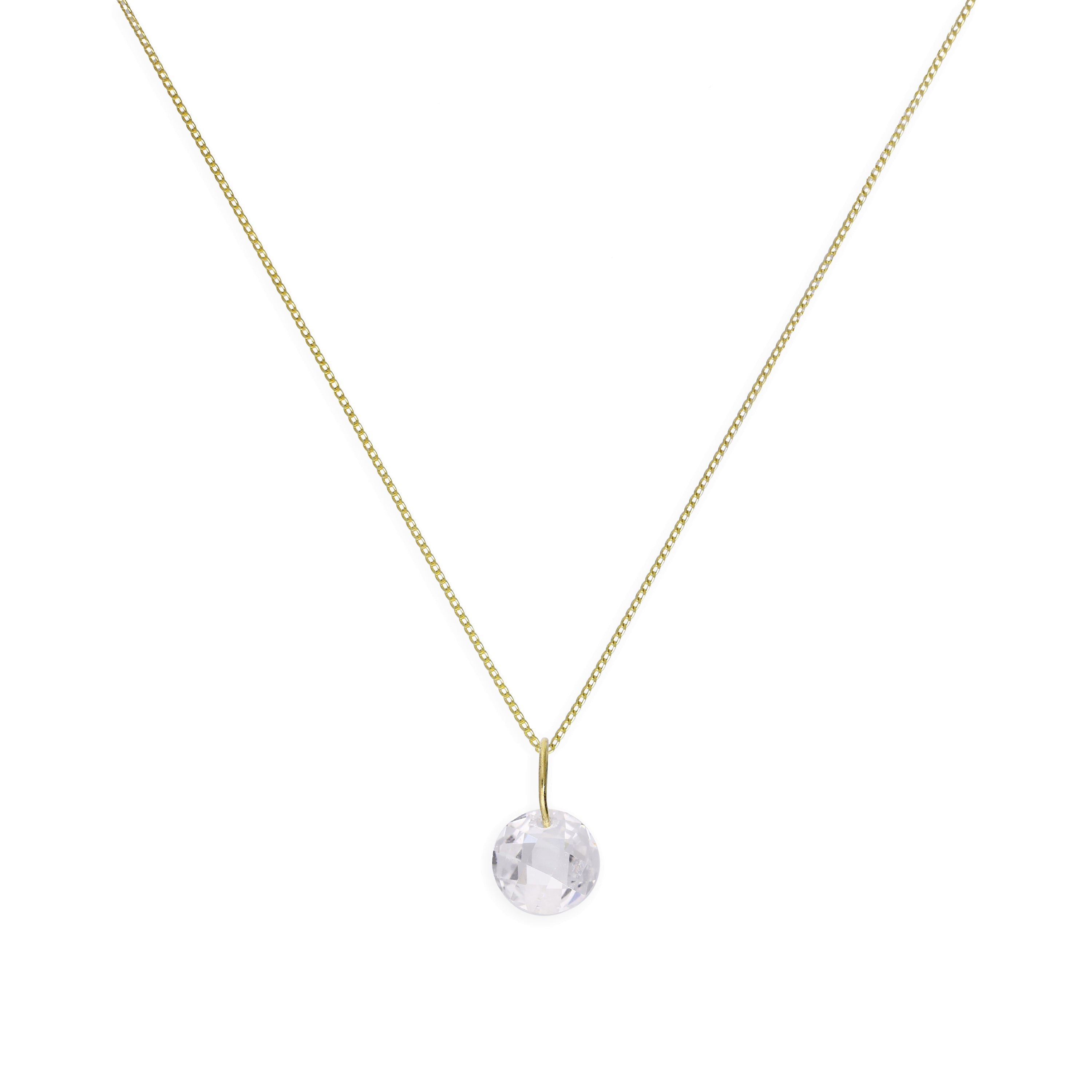 9 Karat Gold & Klar CZ Kristall Anhänger Halskette 40,5 - 51 cm