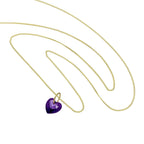 Halskette mit Anhänger aus 9 Karat Gold und violettem CZ-Kristall in Herzform, 16–20 Zoll