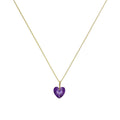 Halskette mit Anhänger aus 9 Karat Gold und violettem CZ-Kristall in Herzform, 16–20 Zoll