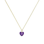 Halskette mit Anhänger aus 9 Karat Gold und violettem CZ-Kristall in Herzform, 16–20 Zoll